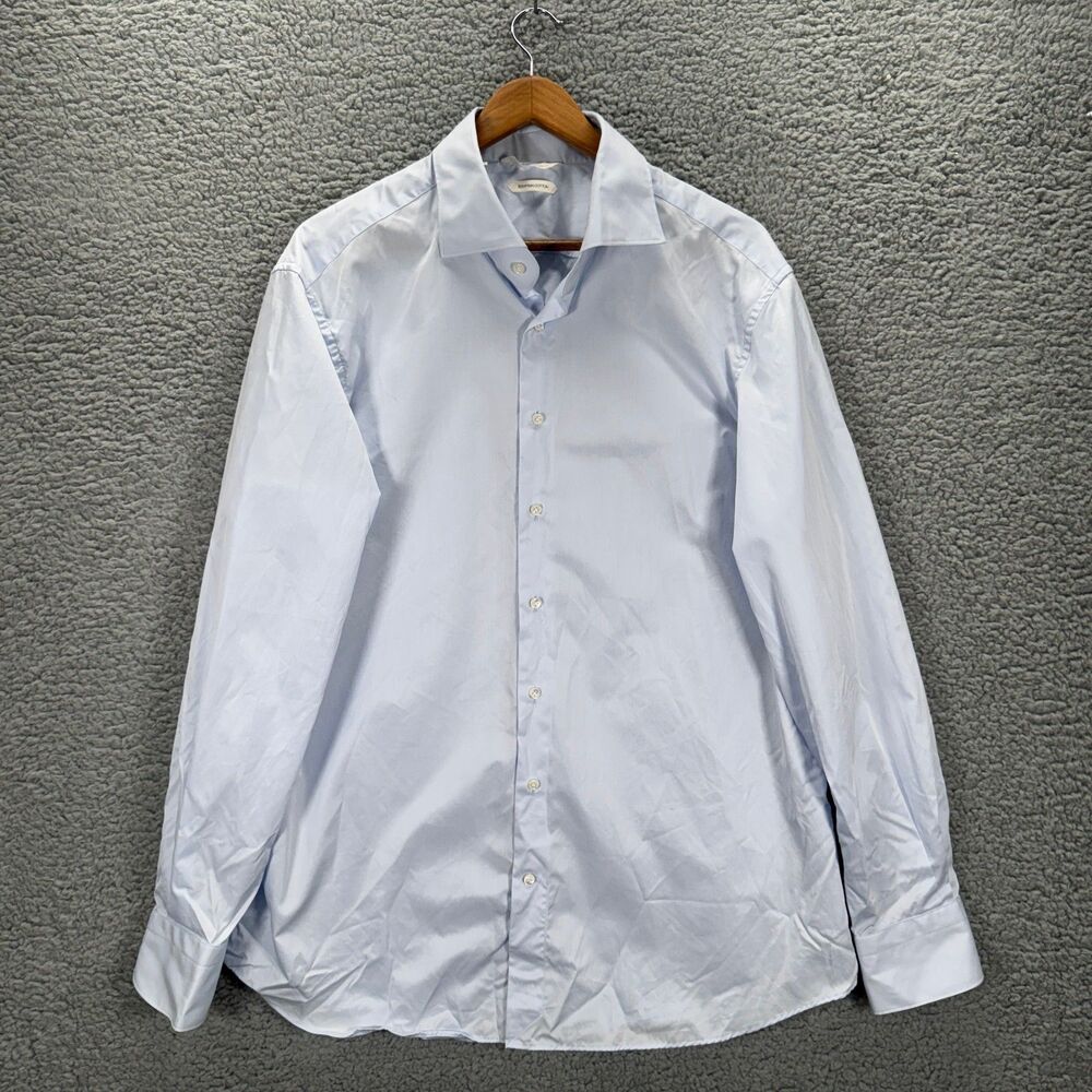 Suitsupply Men's Blue Widespread Collar Dress Shirt Size 46 18 Tailored Fit